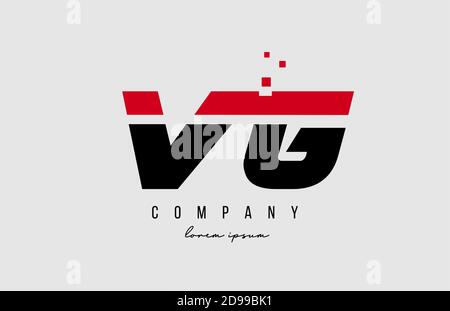 combinazione di logo vg v g alfabeto in rosso e nero. Design creativo delle icone per aziende e aziende Illustrazione Vettoriale