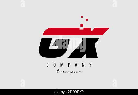 combinazione di logo lettera alfabetica gx g x in rosso e nero. Design creativo delle icone per aziende e aziende Illustrazione Vettoriale