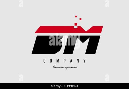 combinazione di logo bm b m alfabeto in rosso e nero. Design creativo delle icone per aziende e aziende Illustrazione Vettoriale