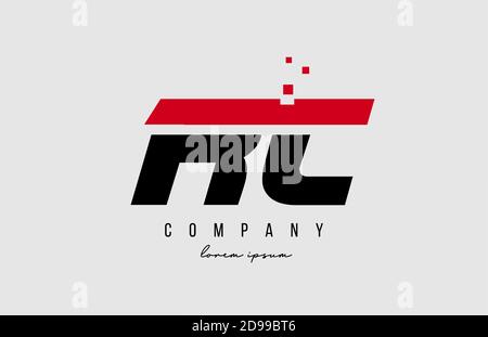 combinazione di logo rc r c alfabeto in rosso e nero. Design creativo delle icone per aziende e aziende Illustrazione Vettoriale