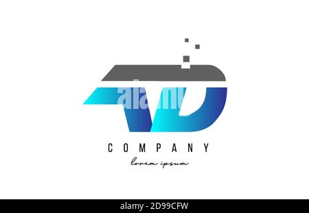 AD UNA combinazione di logo lettera alfabetica D in blu e grigio. Design creativo delle icone per le aziende Illustrazione Vettoriale