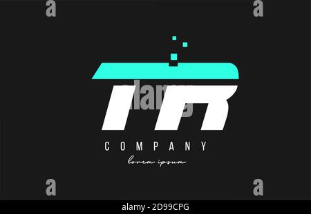 combinazione di logo lettera alfabetica tr t r in blu e bianco. Design creativo delle icone per le aziende Illustrazione Vettoriale