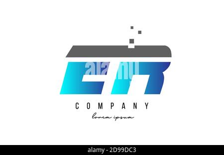 COMBINAZIONE di logo LETTERA alfabetica E R IN blu e grigio. Design creativo delle icone per le aziende Illustrazione Vettoriale