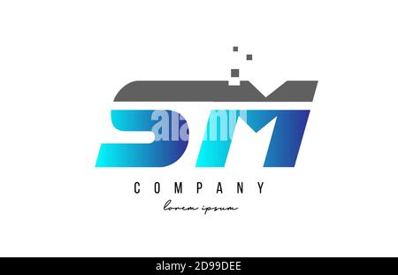 Combinazione di logo SM S M alfabeto in blu e grigio. Design creativo delle icone per le aziende Illustrazione Vettoriale