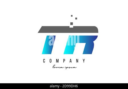 Combinazione di logo con lettera alfabetica TR T R in blu e grigio. Design creativo delle icone per le aziende Illustrazione Vettoriale