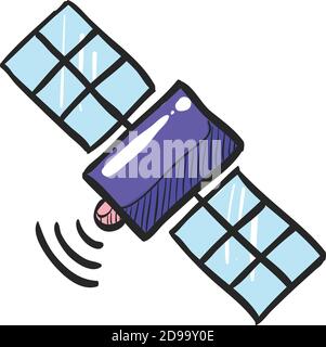 Icona del ricevitore satellitare nel disegno a colori. Informatica informatica informatica scienza spaziale Illustrazione Vettoriale