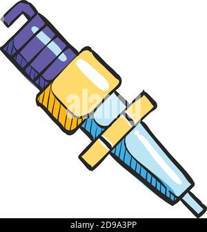 Icona della candela nel disegno a colori. Ricambi per motocicli Illustrazione Vettoriale