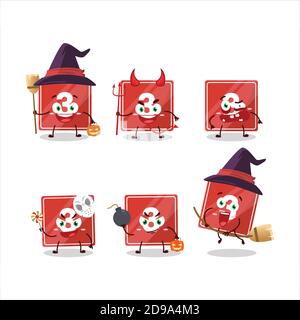 Le emoticon di espressione di Halloween con il carattere cartoon dei giocattoli bloccano tre Illustrazione Vettoriale