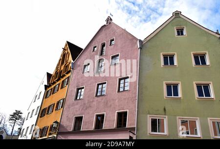 Fussen ,Bavaria, GERMANIA , 03 novembre 2020, vecchie case nel centro della città, 03,2020 novembre a Fussen, Baviera Foto Stock