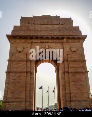 L'India Gate si trova nel centro di Nuova Delhi, la capitale dell'India. Foto Stock