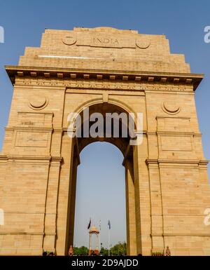 L'India Gate si trova nel centro di Nuova Delhi, la capitale dell'India. Foto Stock