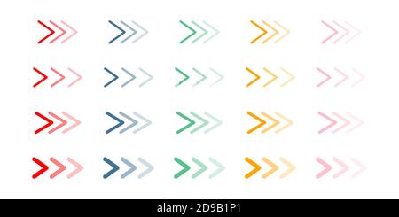 Icona set di frecce. Simboli freccia colorati. Vettore isolato da freccia. Illustrazione Vettoriale