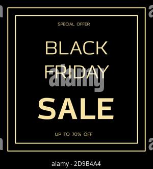 Poster pubblicitario per il Black Friday. Banner per sconti e vendite. Un poster con un'iscrizione e un'offerta speciale del negozio. Negozio online con consegna a domicilio. Illustrazione vettoriale. Illustrazione Vettoriale