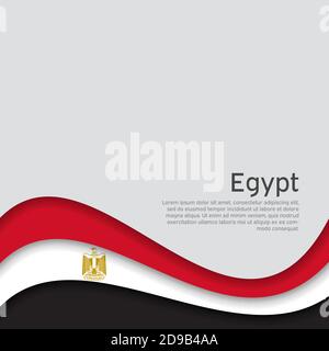 Bandiera egiziana ondulata astratta. Stile di taglio della carta. Sfondo creativo per l'egitto patriottico vacanza carta disegno. Poster nazionale. Stato patriottico egiziano Co Illustrazione Vettoriale