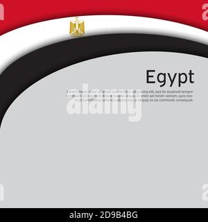 Bandiera egiziana ondulata astratta. Stile di taglio della carta. Sfondo creativo per l'egitto patriottico vacanza carta disegno. Poster nazionale. Stato patriottico egiziano Co Illustrazione Vettoriale