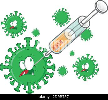 Siringa con vaccino contro l'attacco covid 19 coronavirus Illustrazione Vettoriale