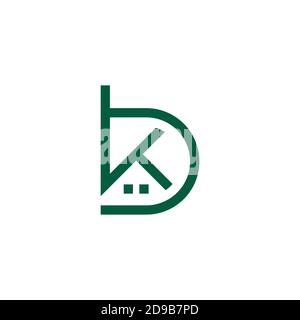 home forma lettera bk semplice linea geometrica simbolo vettore logo Illustrazione Vettoriale
