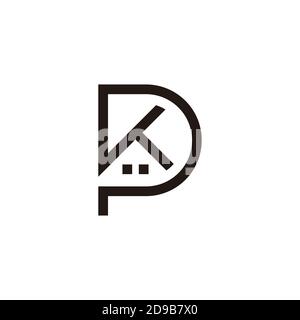 lettera pk home forma semplice linea geometrica simbolo vettore logo Illustrazione Vettoriale