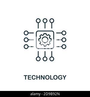 Icona della linea tecnologica. Semplice elemento della raccolta delle interruzioni digitali. Elemento icona Outline Technology Illustrazione Vettoriale