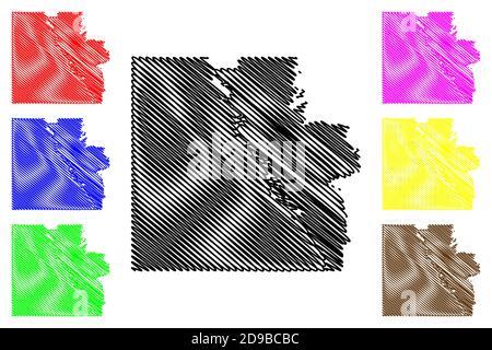 Caldwell County, Louisiana (contea degli Stati Uniti, Stati Uniti d'America, Stati Uniti, Stati Uniti, Stati Uniti) mappa vettoriale, schizzo scrimolo mappa di Caldwell Parish Illustrazione Vettoriale