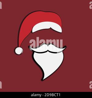 Simbolo astratto di Babbo Natale o icona con barba e cappello illustrazione vettoriale isolata Illustrazione Vettoriale