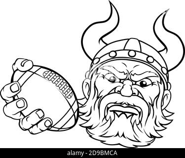 Mascotte sportive calcistica americana vichinga Cartoon Illustrazione Vettoriale
