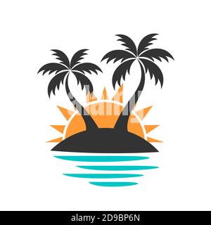 Palme sull'isola. Illustrazione Vettoriale Illustrazione Vettoriale
