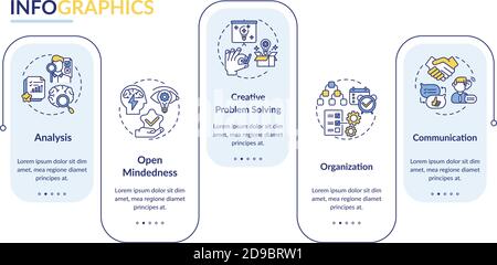 Modelli di infografica vettoriale per i tipi di pensiero creativo Illustrazione Vettoriale