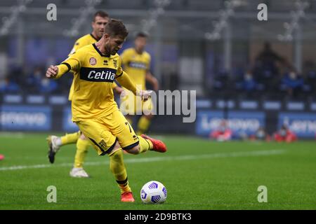 Torino, Italia. 31 novembre 2020. Riccardo Gagliolo di Parma Calcio durante la Serie A partita tra FC Internazionale e Parma Calcio. Foto Stock