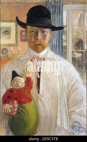 CARL LARSSON (1853-1919) pittore svedese in un autoritratto di 1906 Foto Stock