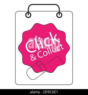 Fare clic e raccogliere il vettore di concetto di shopping su Internet su un bianco sfondo Illustrazione Vettoriale