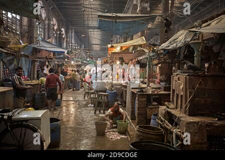 Kolkata, India, gennaio 2008. Panoramica del nuovo mercato. Foto Stock