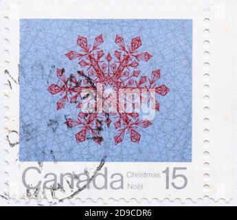 Cristallo di neve sul francobollo canadese Foto Stock