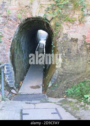 L'ingresso a forma di ferro di cavallo al Traforo Horse di grado II sotto il Grand Union Canal di Cosgrove, Northamptonshire. Foto Stock