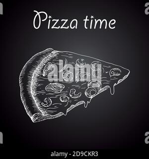 Pizza vettoriale. Disegno gesso. Eps10. Trasparenza utilizzata. RGB. Colori globali. Gradienti liberi Illustrazione Vettoriale