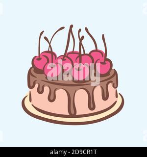 Compleanno matrimonio gustoso delizioso dolce illustrazione torta Illustrazione Vettoriale