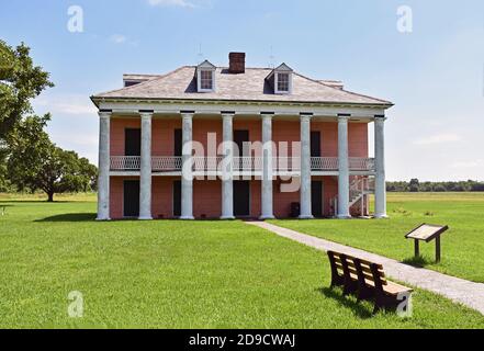 La Malus Beauregard House presso il campo di battaglia di Chalmette, parte del parco storico nazionale e riserva Jean Lafitte, vicino a New Orleans, Stati Uniti Foto Stock