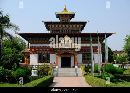 India Bodh Gaya - Monastero reale Bhutan Tempio principale bullding Foto Stock