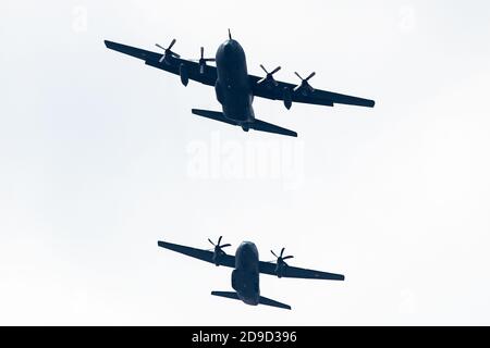 Gli aerei dell'aeronautica messicana sono visti nella parata militare del 16. Questa parata è in commemorazione dell'anniversario dell'indipendenza del Messico´s Foto Stock