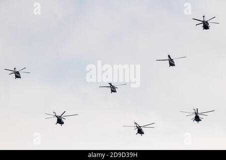 Gli aerei dell'aeronautica messicana sono visti nella parata militare del 16. Questa parata è in commemorazione dell'anniversario dell'indipendenza del Messico´s Foto Stock