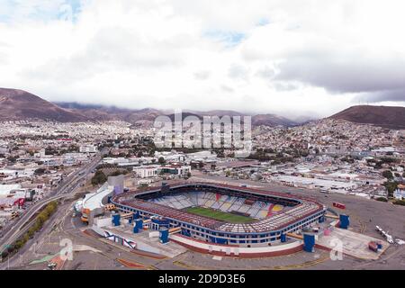 Veduta aerea dell'Estadio Hidalgo, sede della squadra di calcio Pachuca a Pachuca, Hidalgo, Messico. Foto Stock