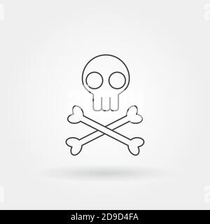 pericolo icona singola isolata con linea moderna o profilo Illustrazione Vettoriale