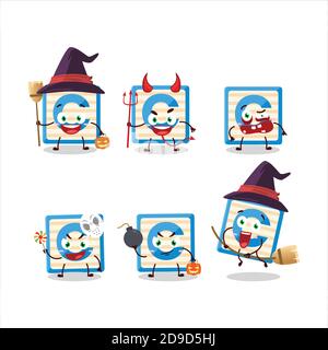 Emoticon di espressione di Halloween con carattere cartoon del blocco giocattolo C. Illustrazione Vettoriale