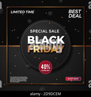 black friday 40% banner di vendita speciale per la promozione e. promo di fine anno Illustrazione Vettoriale