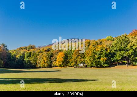 Sensazioni autunnali nella bellissima valle di Werra - Turingia / Germania Foto Stock