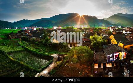 Guangxi guilin Tang Jiatun irrigazione Contea di Yang Foto Stock