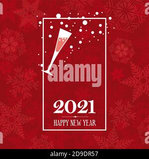 2021 messaggio di saluto Felice Anno Nuovo., invito o copertina del menu. Illustrazione vettoriale Illustrazione Vettoriale