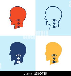 Icona mal di gola impostata nello stile della linea Illustrazione Vettoriale