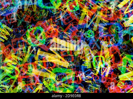 sfondo astratto di lettere alfabetiche colorate Foto Stock