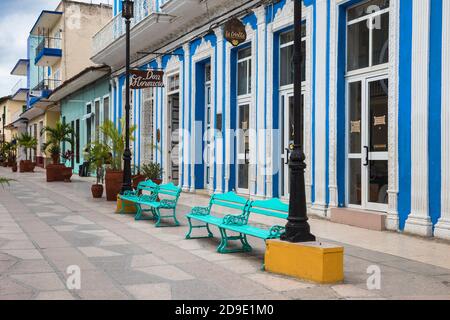 Cuba, Sancti Spiritus, Sancti Spiritus, Calle Independencia Sur - strada pedonale dello shopping Foto Stock